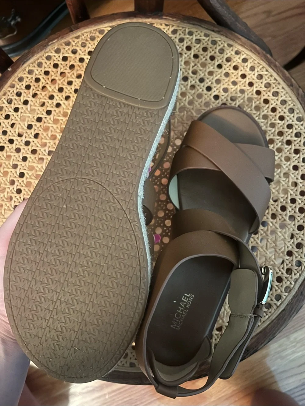 MICHAEL Michael Kors Tan Leather Espadrille Platform Sandals